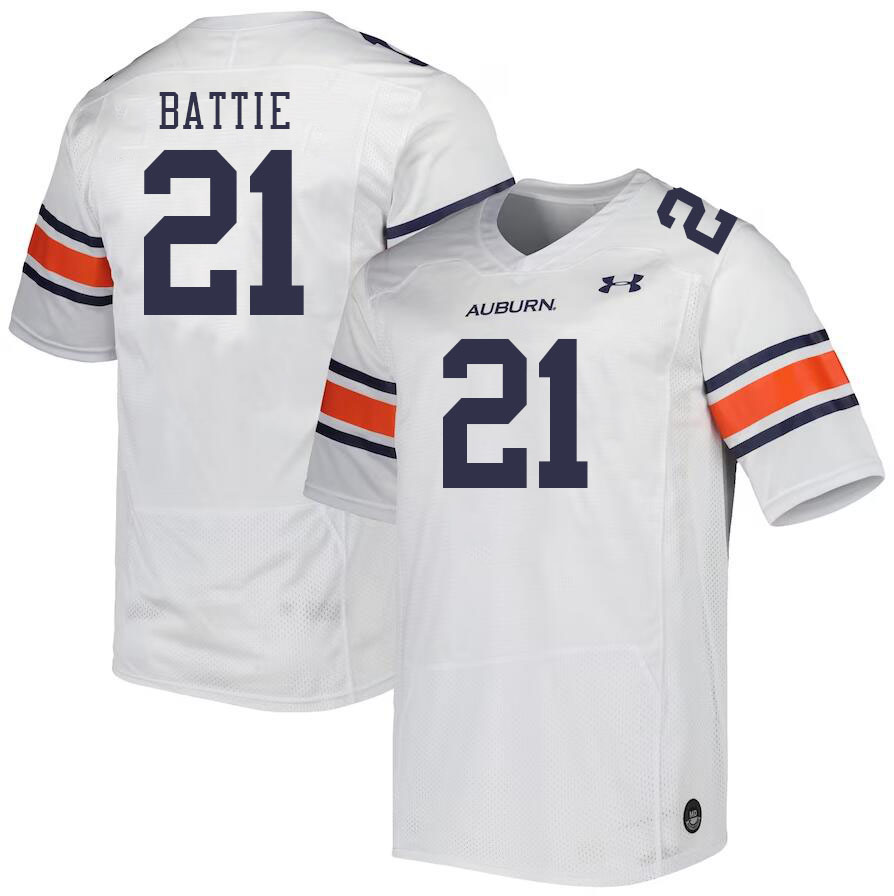Men #21 Brian Battie Auburn Tigers College Football Jerseys Stitched-White - Click Image to Close